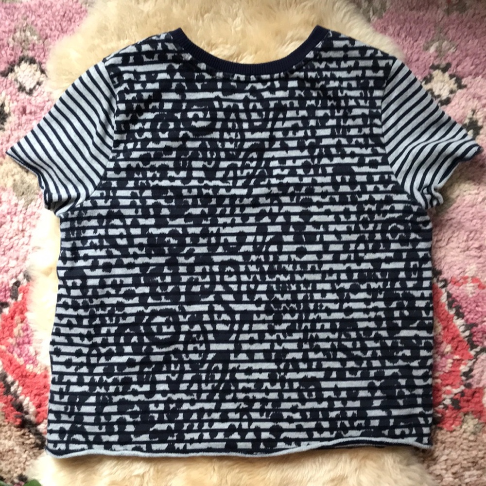 Striped Leopard Animal Print Terry Raw Edge Sweat - Picture 6 of 6